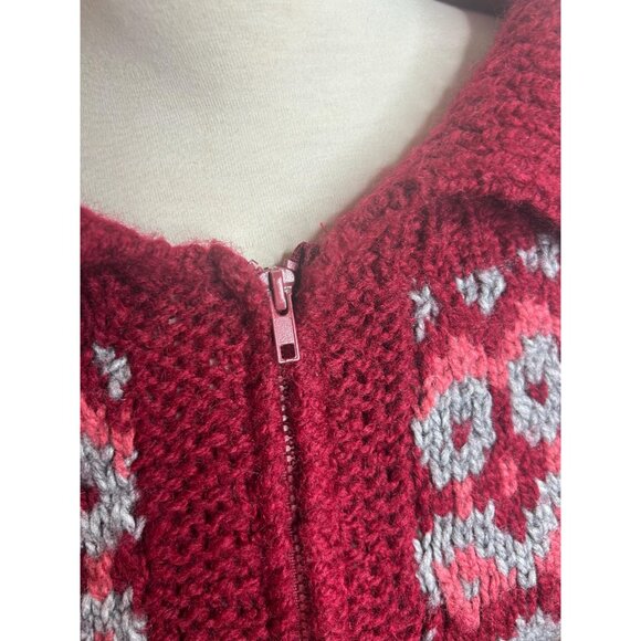 Vintage Icelandic sweater knit cardigan winter warm cozy handmade by a grandma - Picture 6 of 6